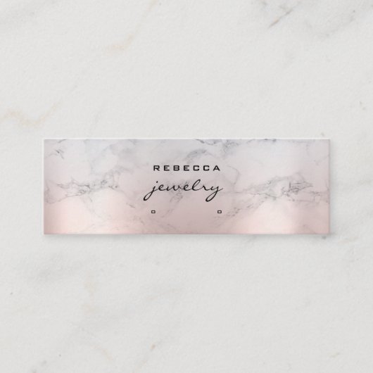 Roos Gold Pink Marble Script Earning-weergavekaart Mini Visitekaartje (Voorkant)