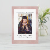 Roos Gold Pink Minimalistisch Lijst Afstuderen Aankondiging (Staand voorkant)