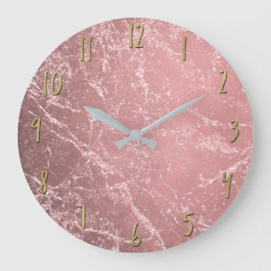 Roos Gold Pink Modern Trendy Glam Marble Chic Grote Klok