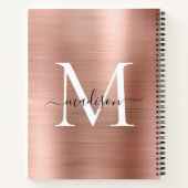 Roos Gold Pink Monogram Script Brushed Metal Folie Notitieboek (Achterkant)