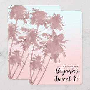Roos Gold Pink Palms Beach Ombre Palm Trees Chic Kaart