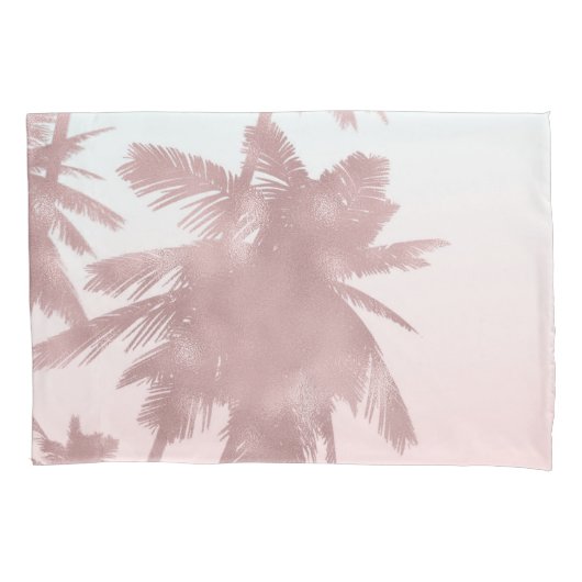 Roos Gold Pink Palms Beach Ombre Palm Trees Chic Kussensloop (Voorkant)