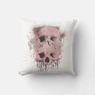Roos Gold Pink Skull Drip Ink Splatter Grafisch Kussen