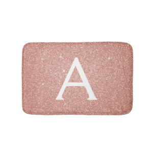 Roos Gold Pink Sparkle Glitter Monogram Naam Badmat