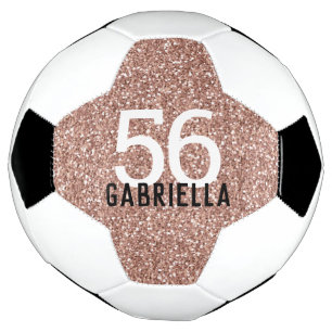 Roos Gold Pink Sparkly Number en Name Voetbal