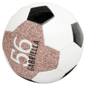 Roos Gold Pink Sparkly Number en Name Voetbal (Drie kwart)
