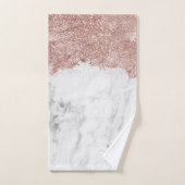 Roos Gold Pink witte marmer Glitter Dust Monogram Bad Handdoek (Handdoek)