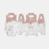 Roos Gold Pink witte marmer Glitter Dust Monogram Bedankdoosjes (Uitgevouwen)