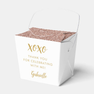 Roos Gold Pink XOXO Mini Takout Party Bedankdoosjes