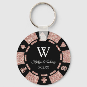 Roos Gold Poker Chip Casino Wedding Party Favor Sleutelhanger