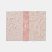 Roos Gold Polka Dot Pattern | Chevron Monogram Fleece Deken (Voorkant (Horizontaal))
