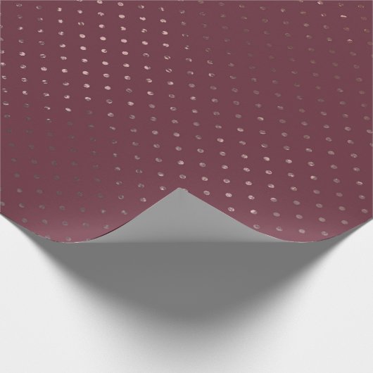 Roos Gold Polka Dot Pattern op Bourgogne Cadeaupapier (Hoek)
