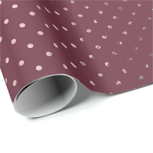 Roos Gold Polka Dot Pattern op Bourgogne Cadeaupapier (Rol Hoek)
