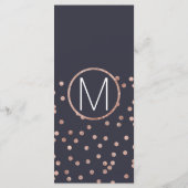 Roos Gold Polka Dots en Navy Blue Wedding Programm Programma (Achterkant)