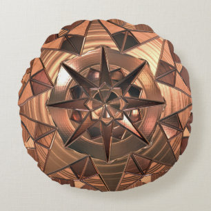 Roos Gold Polyester Round Sierkussen (16 inch) Rond Kussen