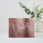 Roos Gold Postponed Wedding Update Aankondiging Briefkaart (Staand voorkant)