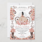 Roos Gold Princess Dress & Boots Quinceañera Kaart (Voorkant)