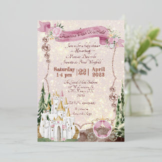 Roos Gold Princess Invitation Folie Uitnodiging