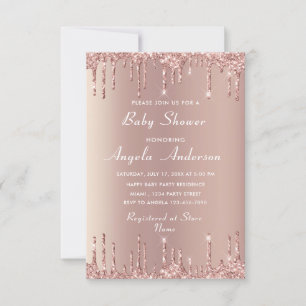 Roos Gold QR Code Baby Jongen Douche Invitation Kaart