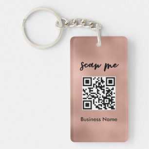 Roos Gold QR-code Visitekaartje Uw Logo op maat Sleutelhanger