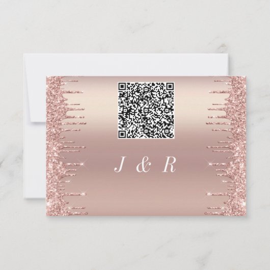 Roos Gold QR Code Wedding Invitation Sjabloon (Achterkant)