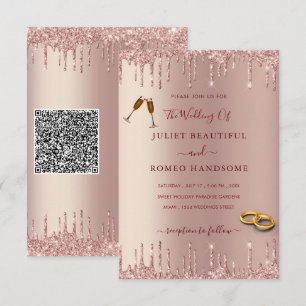 Roos Gold QR Code Wedding Invitation Sjabloon