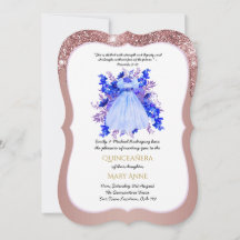 Roos Gold Quinceañera BLUE Floral Elegant
