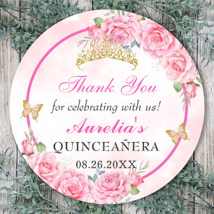 Roos Gold Quinceanera Miss Quince 15 Anos Verjaard Ronde Sticker