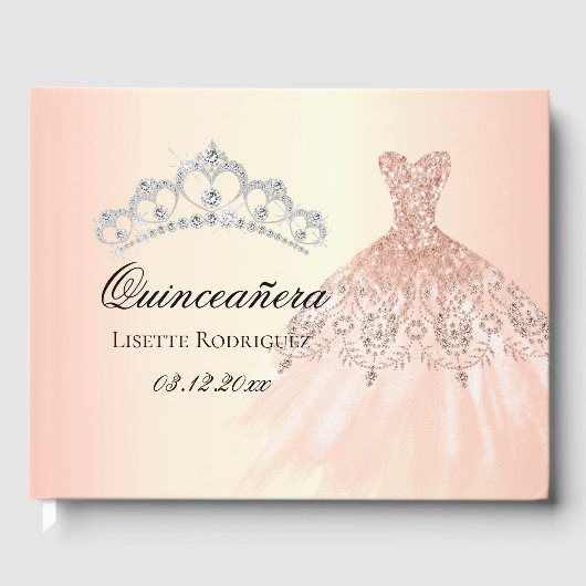 Roos Gold Quinceanera op maat Gastenboek (Voorkant)