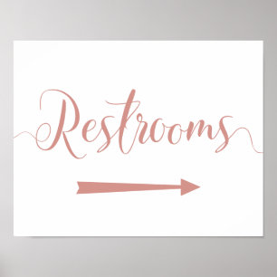 Roos Gold Restrooms Pijl-recht Poster