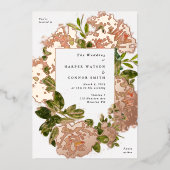 Roos Gold Romance Waterverf bruiloft Folie Uitnodiging (Voorkant)