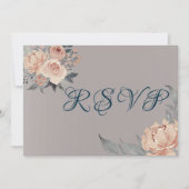 Roos Gold Romantic Pink Floral Wedding RSVP-kaart (Voorkant)