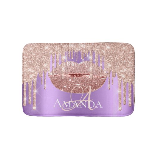 Roos Gold Royal Glitter Name Monogram Makeup Badmat (Voorkant)