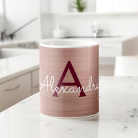 Roos Gold - Roze Metallic Monogram Naam & Initiaal