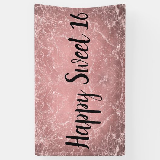 Roos Gold Roze Moderne Trendy Marmeren Party Banne Spandoek (Verticaal)