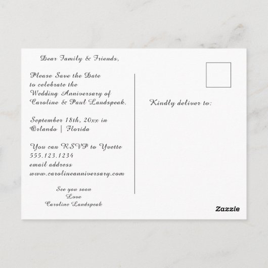 Roos Gold Ruby 40e Jubileum Save the Date Briefkaart (Achterkant)