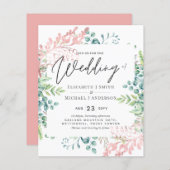 Roos Gold Sage Green Eucalyptus Greenery Invites (Voorkant / Achterkant)