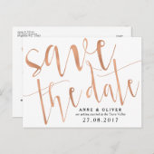 Roos Gold Save the Date Briefkaart Rustic (Voorkant / Achterkant)