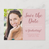 Roos Gold Save the Date Foto Afstuderen Briefkaart (Voorkant)