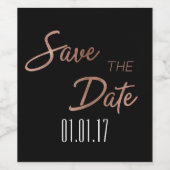 Roos Gold Save the Date Wijn Etiket (Enkel label)