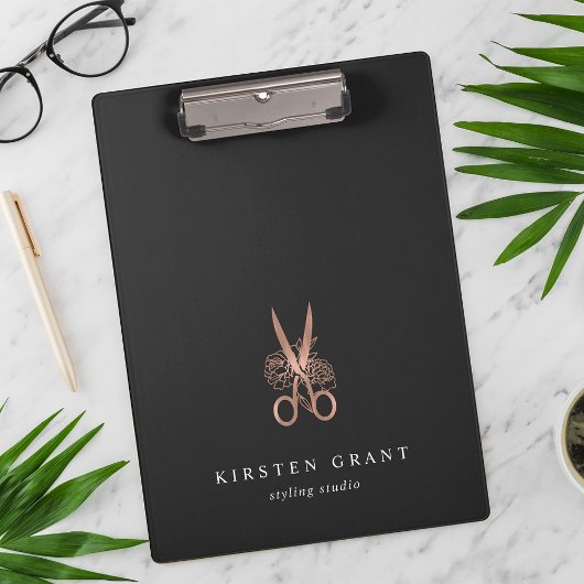 Roos Gold Scissors Salon Logo Klembord