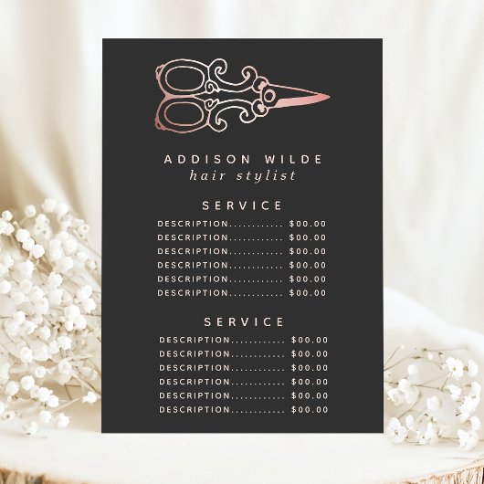  Roos Gold Scissors Salon Service Price Menu