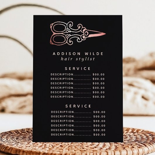 Roos Gold Scissors Salon Service Price Menu