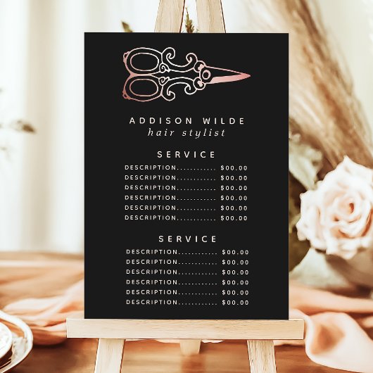  Roos Gold Scissors Salon Service Price Menu