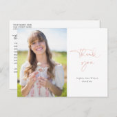 Roos Gold Script Afstuderen Hartelijk dank met fot Briefkaart (Voorkant / Achterkant)