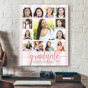 Roos Gold Script Afstuderen K-12 Fotocollage Canvas Afdruk