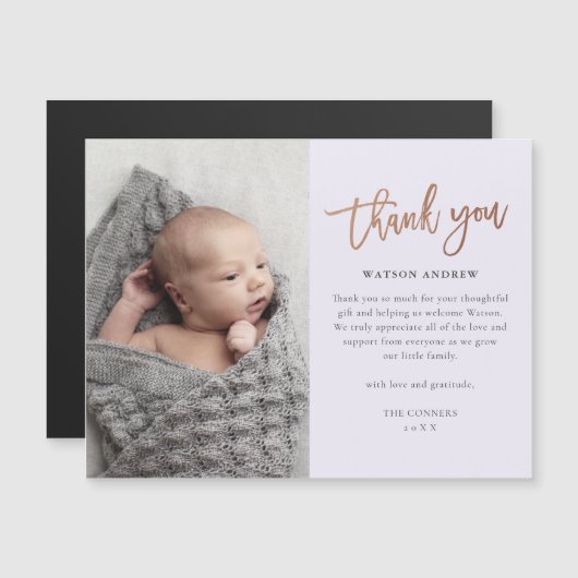 Roos Gold Script Baby Hartelijk dank Magnetische K (Voorkant / Achterkant)