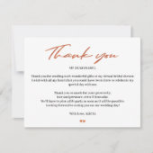 Roos Gold Script Bruids Virtual Shower Dank u Bedankkaart (Voorkant)