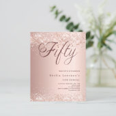 Roos Gold Script budget 50e verjaardagsuitnodiging (Staand voorkant)