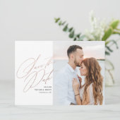Roos Gold Script Foto Opslaan van de datum Faux Fo Save The Date (Staand voorkant)